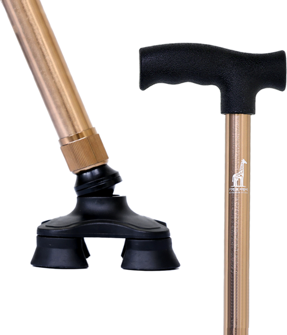 코끼리지팡이 초경량 네발 4발 노인 어르신 할머니 할아버지 가벼운 접이식 길이조절용 지팡이, 브라운, 1개