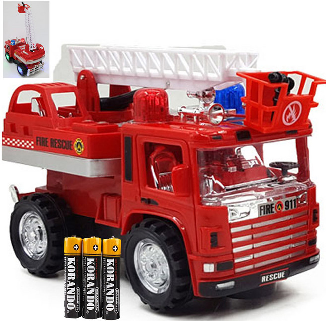 파피앙 LED 움직이는 119 소방차 펌프소방차+건전지, 1개
