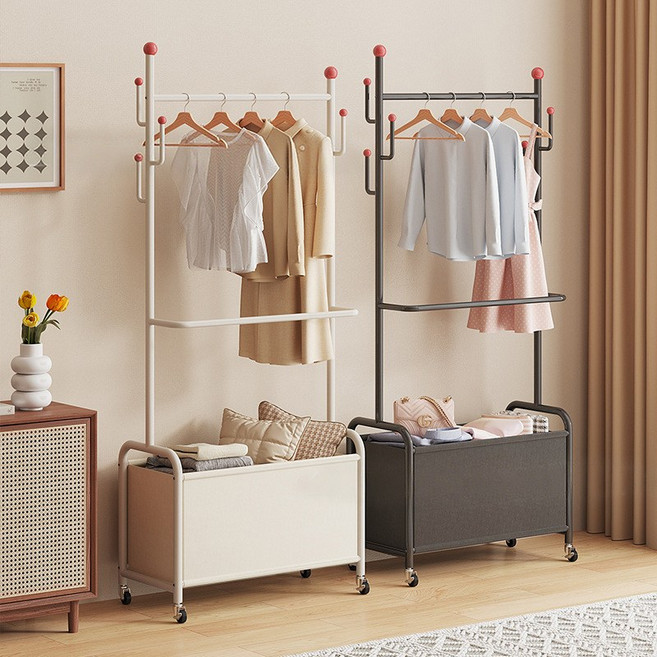 LADERIVE 선인장형 이동식 철제 거치대 옷장 시스템 옷장 행거 보관 바구니, 크림화이트