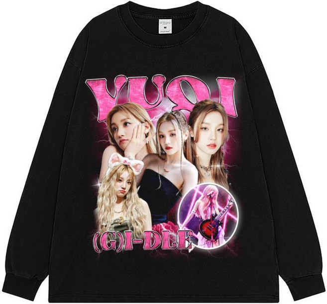(G)I-DLE 成員 歌手 YUQI 宋雨琦 T恤, 1個, 黑色長袖M