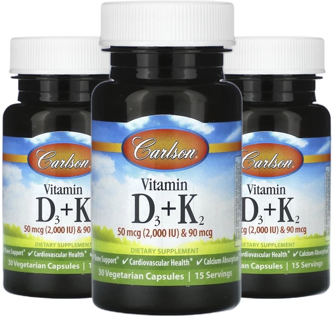 칼슨 비타민D VITAMIN 비타민D3 + 비타민K2 베지 캡슐 30정 2+1, 3개 - 쿠팡