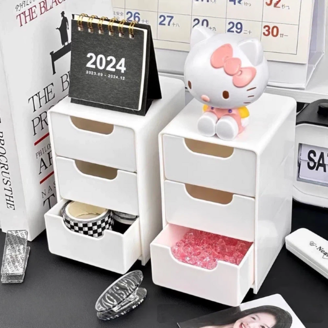 라온샵 미니 서랍장 책상위 액세서리 정리 사무실 수납함, 1개, 화이트