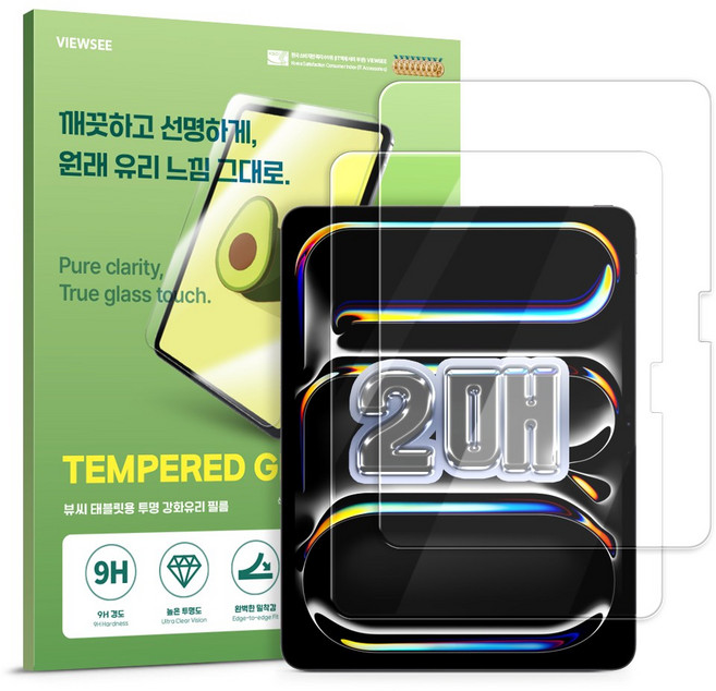 뷰씨 태블릿PC 강화유리필름, 투명, 1세트
