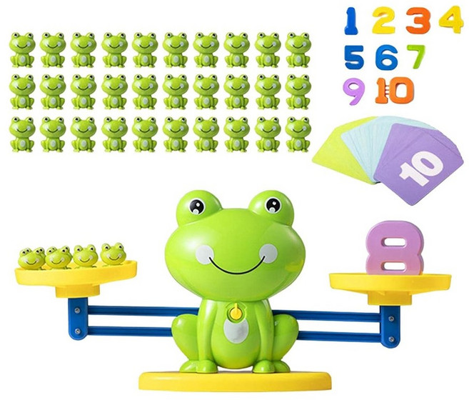 青蛙天平兒童早教數學益智玩具 智力開發寶寶認知邏輯思維 小號迷你青蛙-【40砝碼20數字8卡片"], 小號迷你青蛙-【40砝碼20數字8卡片】, 1個