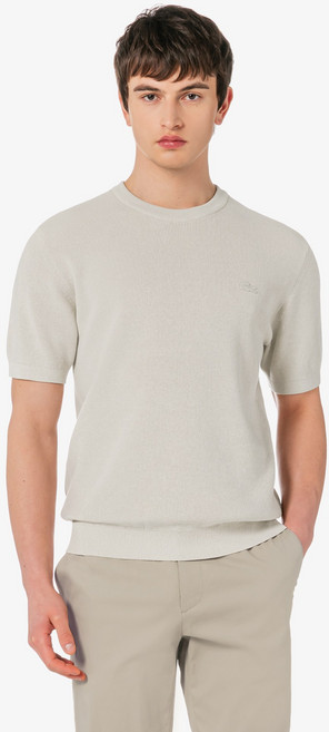 [라코스테 공식] 남성 반팔 립조직 연사 크루넥 풀오버 AH827E-56G I18