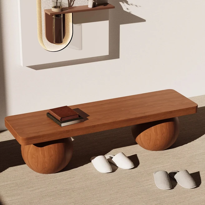 입구에 와비사비풍 거실 벤치, 10 1