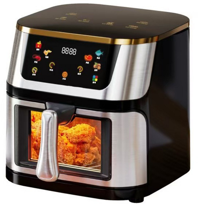 SorJar 에어프라이어 멀티쿠킹 베이지 오븐 시각화 대용량 10L, 스테인리스 스틸 버전, s1