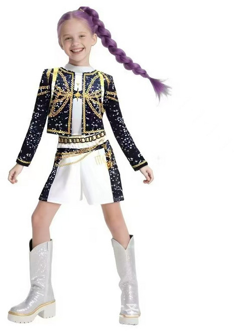 獵魔女團 黑金兒童cosplay舞臺表演服裝