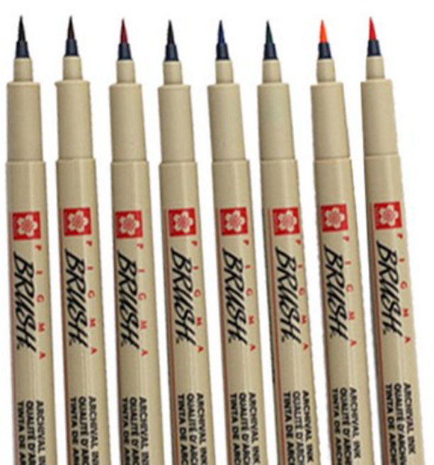 PIGMA MICRON BRUSH 펜 8p 세트, 혼합색상, 1세트