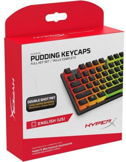 HyperX 푸딩 키캡 - 반투명 레이어가 있는 더블 샷 PBT 키캡 세트 기계식 키보드용 전체 104 키 세트 OEM 프로필 영어미국 레이아웃 - 블랙, Pudding Keycaps_Black, 1개