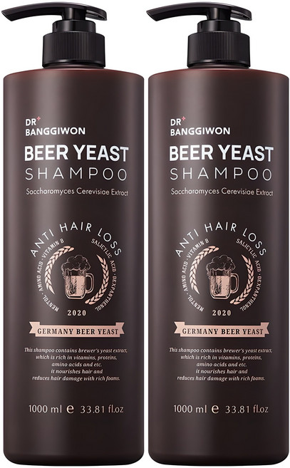 닥터방기원 맥주 효모 탈모증상 완화 샴푸, 1L, 2개