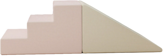 avec 아베크 아이플레이짐라이트 실내 향균 쿠션 유아 미끄럼틀 + 계단, 1세트, 소프트로즈계단+퓨어바닐라미끄럼틀