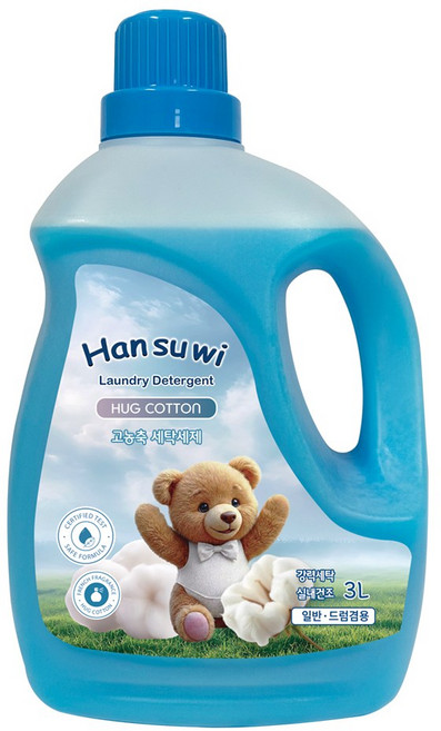 한수위 고농축 고급 액체세제 허그코튼 본품, 1개, 3L