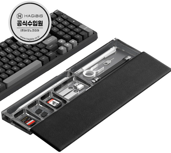 하기비스 인체공학 소프트 메모리 폼 투명 키보드 아크릴 팜레스트 JPT02, 1개, Black