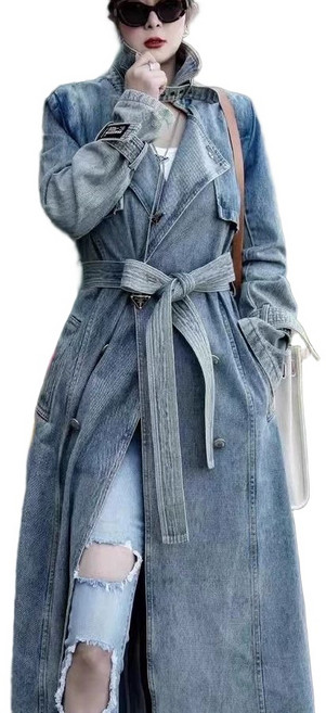 여성 데님 롱코트 봄가을 간절기용 트렌치코트