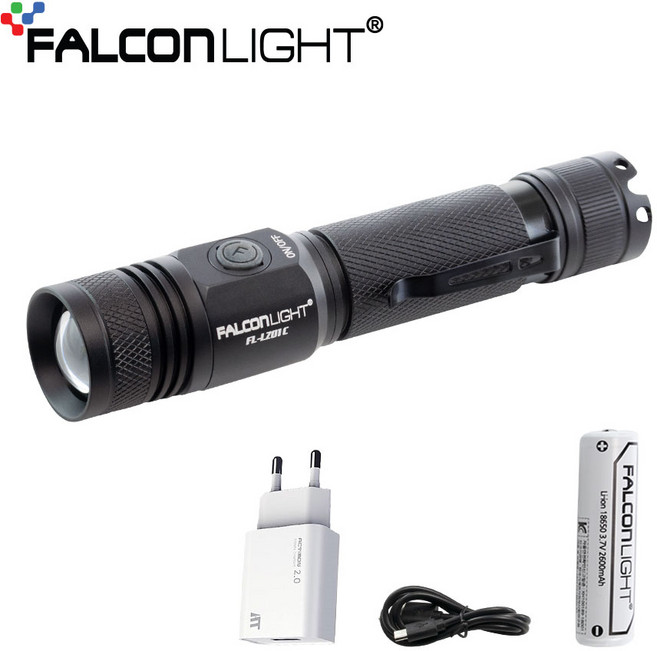 팔콘라이트 FL-LZ01C세트 USB 직접 충전식 LED손전등 후레쉬, 1개