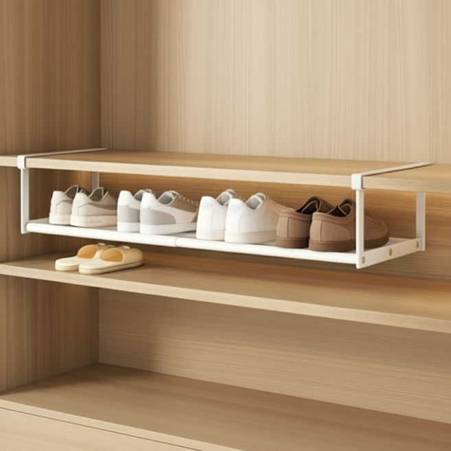 체니모 길이조절 신발장정리대 정리선반 다용도, 화이트