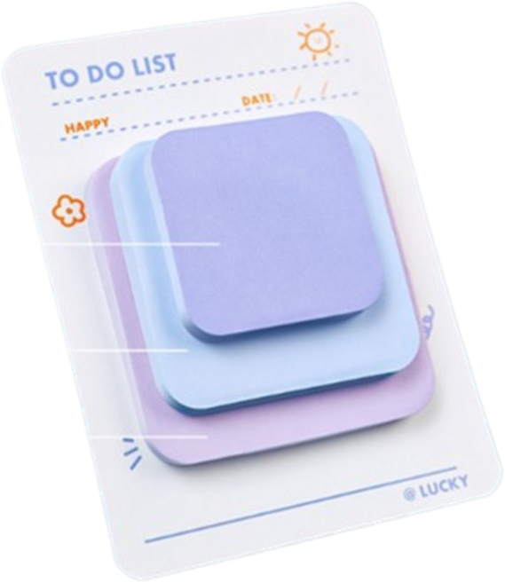 동화다 3단 크기 점착 실용적 포스트잇, 퍼플