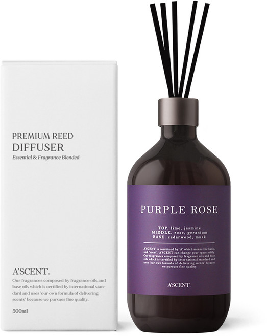 에이센트 네이처 대용량 디퓨저, 퍼플로즈, 500ml, 1개