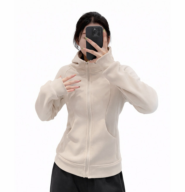 lofei 겨울 여성 기모 후드 집업 하이넥 슬림핏 데일리 아우터 WY11