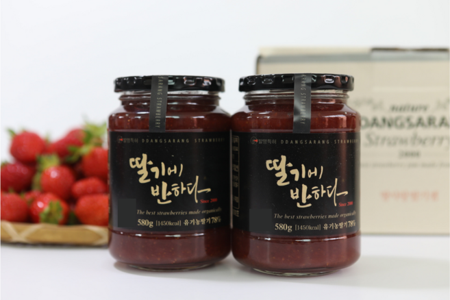 땅사랑 수제잼 딸기에 반하다( 딸기함량 80%), 580g, 2개