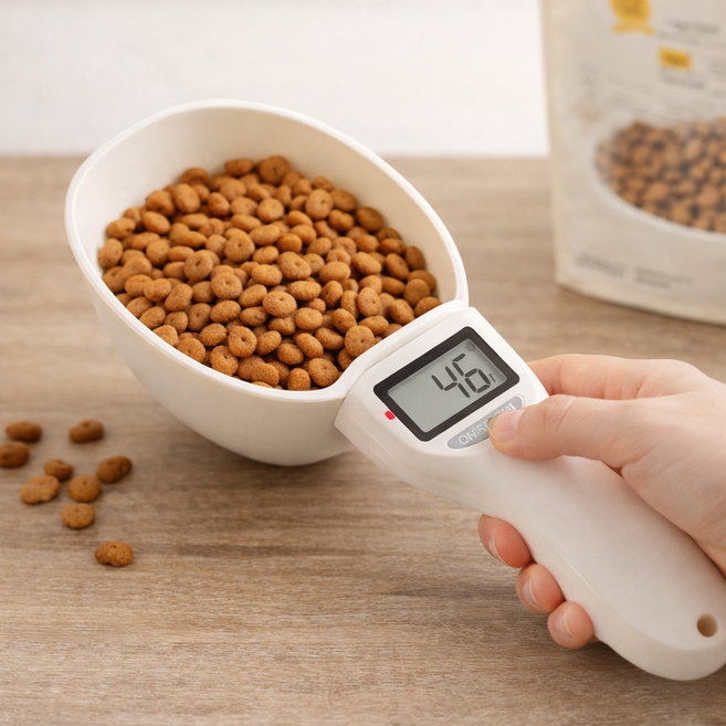 코지데이즈 반려동물 정확한 계량 급여 사료 계량 저울스푼, 1개, 화이트