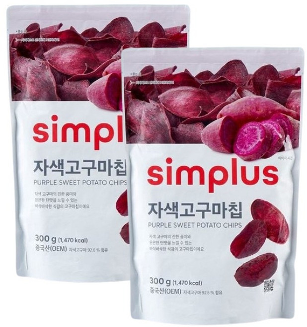simplus 자색고구마칩, 2개, 300g