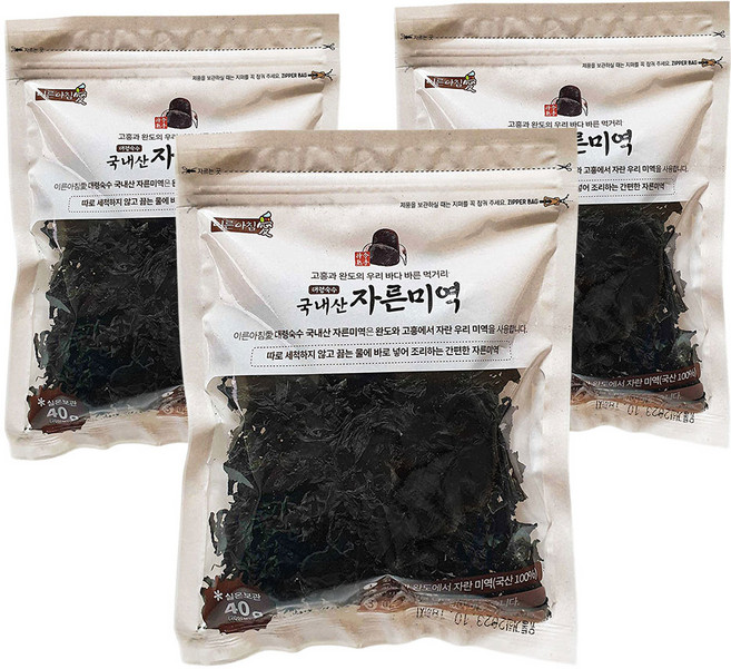 대령숙수 초간편 자른미역 40g x 3봉(1세트) 불리지 않고 바로 넣는 미역, 3개