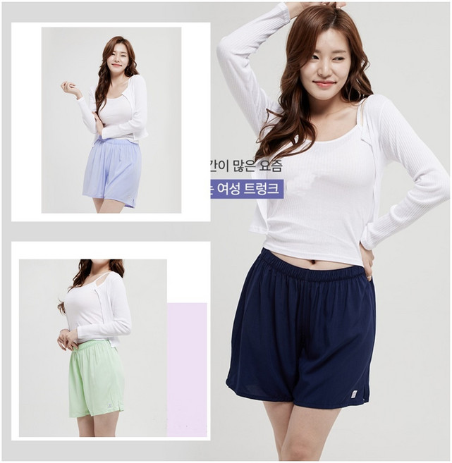 트라이 여자트렁크 하나만 레이온 사각팬티 여름 반바지 G04