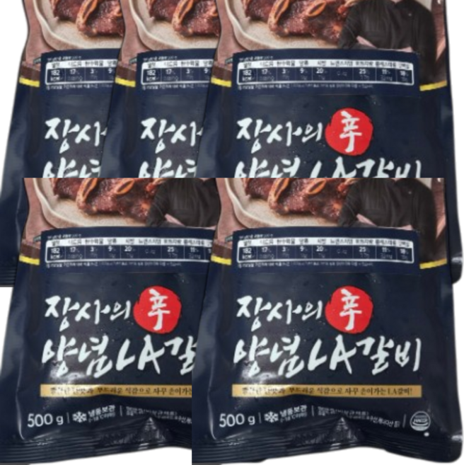 장사의신 수제 양념 양념LA갈비, 5개, 500g
