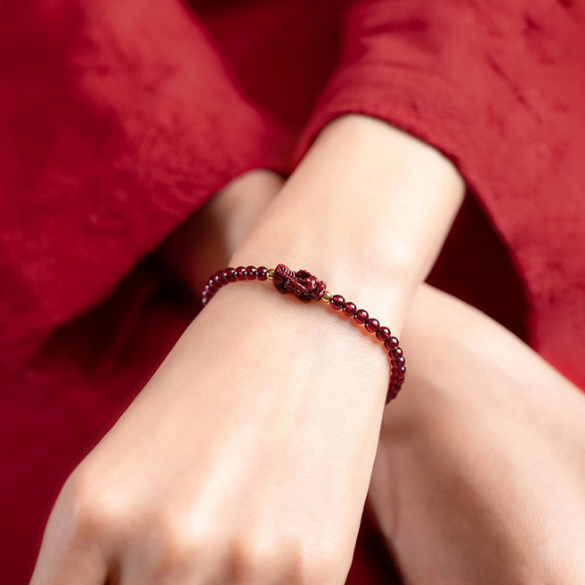 가넷원석팔찌 가넷 스톤 천연 원석 행운 재물 경면사주 팔찌 건강