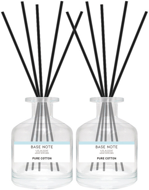 (1+1) 베이스노트 홈 디퓨져, 퓨어코튼, 2개, 150ml