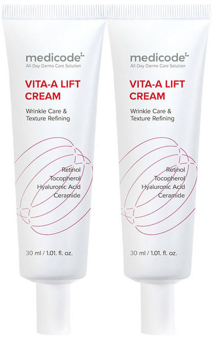 메디코드 비타민A 리프트 링클케어 레티놀 크림 모공수축, 2개, 30ml