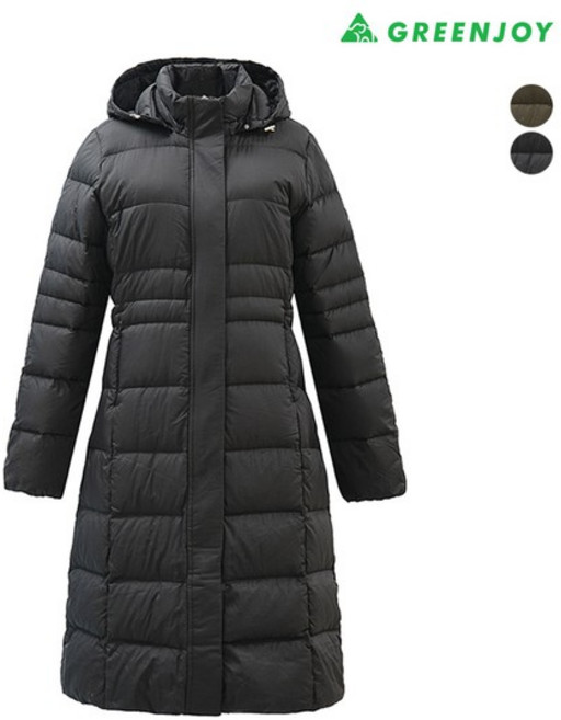 여성 초경량 구스 다운 롱 점퍼