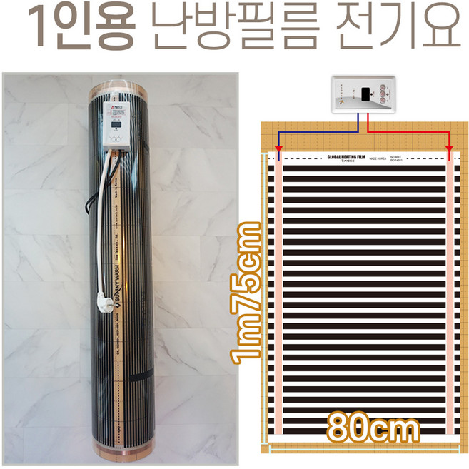 1인용 난방필름 완제품 전기필름난방시공 면상발열 건식, 1인용 사이즈선택