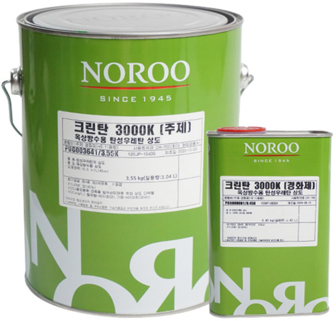 노루페인트 크린탄3000K옥상방수용탄성우레탄 상도(주제+경화제) 4kg, 회색, 1개