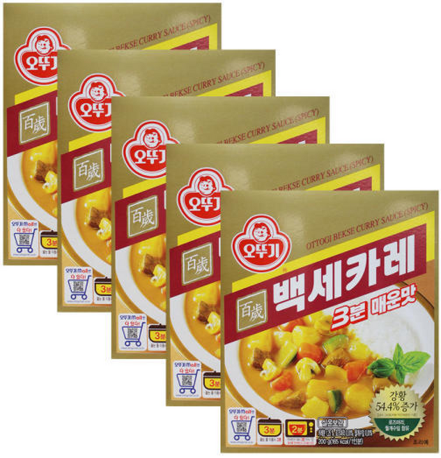 오뚜기 3분 백세카레 매운맛 x/무료배송, 5개, 200g