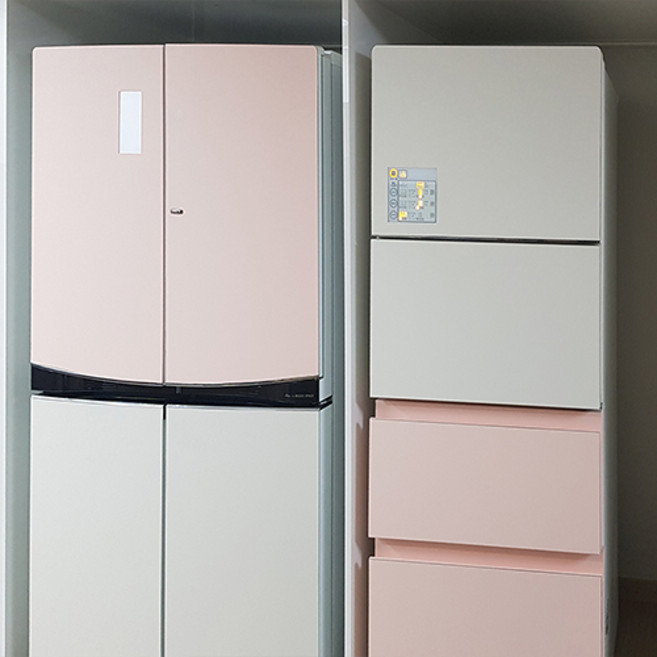 현대시트 냉장고 리폼 김치냉장고 시트지 파스텔 인테리어필름 1m, 연베이지 ECSL523