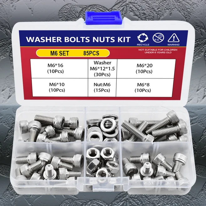 M2 M3 M4 M5 M6 DIN912 304 스테인레스 스틸 헤드 육각형 육각 소켓 캡 나사 자전거 육각 볼트 너트 및 와