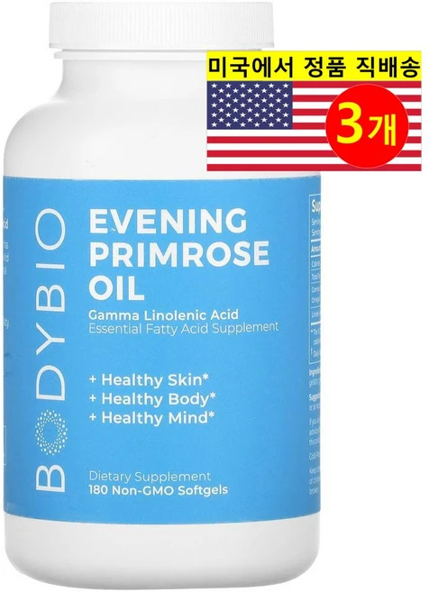 BodyBio 달맞이 꽃 오일 Evening Primrose Oil, 3개, 180정 - 쿠팡