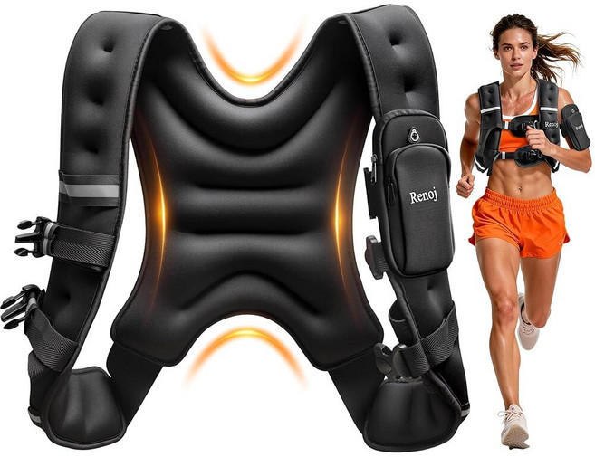 Renoj 여성용 남성용 중량 조끼: 2.7kg(6파운드)/3.6kg(8파운드)/4.5kg(10파운드)/5.4kg(12파운드)/7.3kg(16파운드)/9.1kg(20파운드) 웨, Renoj 여성용 남성용 중량 조끼: 2.7kg(6파운