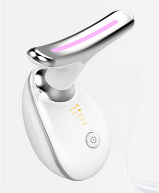 갈바닉 얼굴 목 마사지기 45도 온열 LED EMS미세전류 이온도입 감응식 음파 진동 USB충전식, 몽블루 EMS 괄사 마시지기