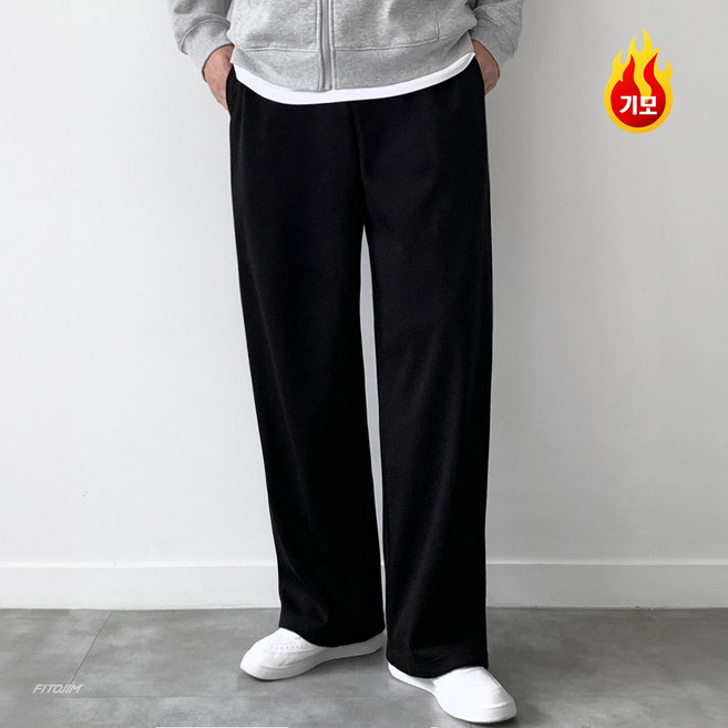 FITOJIM 남자 일반/기모 스웨트 면 세미와이드 트레이닝 밴딩 팬츠 츄리닝 바지