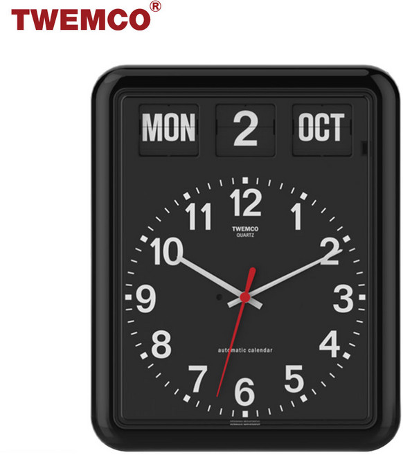 트웸코 BQ-12 퍼페추얼 캘린더 플립 벽시계, 블랙(BQ-12A)