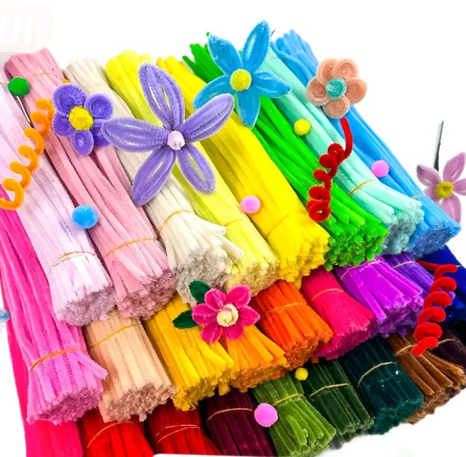 아느캐 DIY 모루철사 털모루 만들기, 100개, 마카롱 코랄핑크