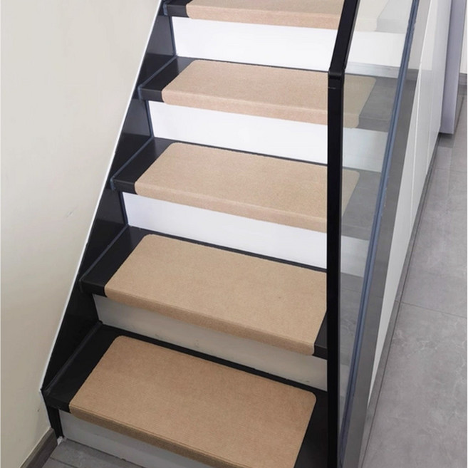 샤일리 심플 무지 미끄럼방지 계단 매트, 10개, 베이지