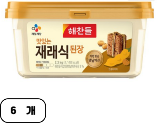 해찬들 재래식 된장, 2.3kg, 6개