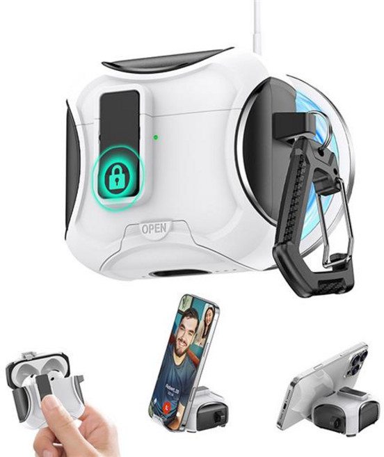 에어팟 4 3 2 1 프로 잠금 락 스위치 마그네틱 무선충전 브래킷 거치대 이어폰 젤 하드 범퍼 키링 케이스, 화이트블랙 sap1606, 에어팟프로1, 1개