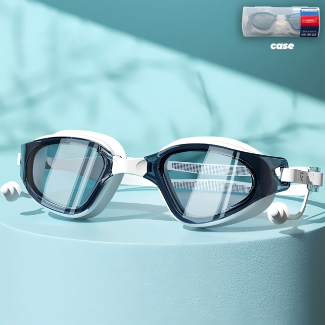 코차이 알 큰 수경 안티포그 처리 물안경 3종 컬러, 1개, 하늘색