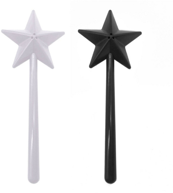 소금 셰이커 크리에이티브 장손 플라스틱 소금 후추 마법 지팡이 모양 조미료 용기 가정용 조미료 상자, A